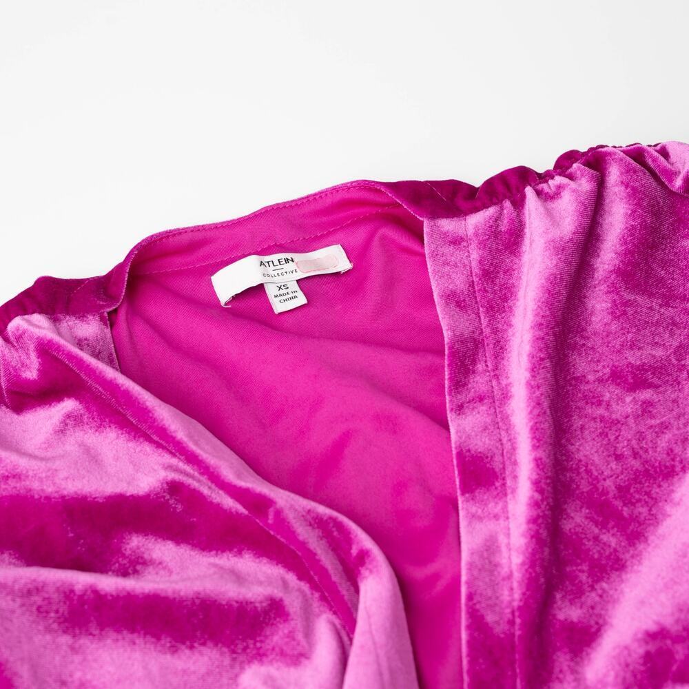 Atlein x RTR Pink Velvet Ruched Dress - Picture 6 of 8